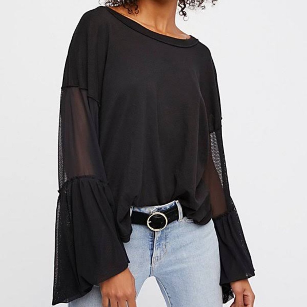 Free people mesh bell sleeve top